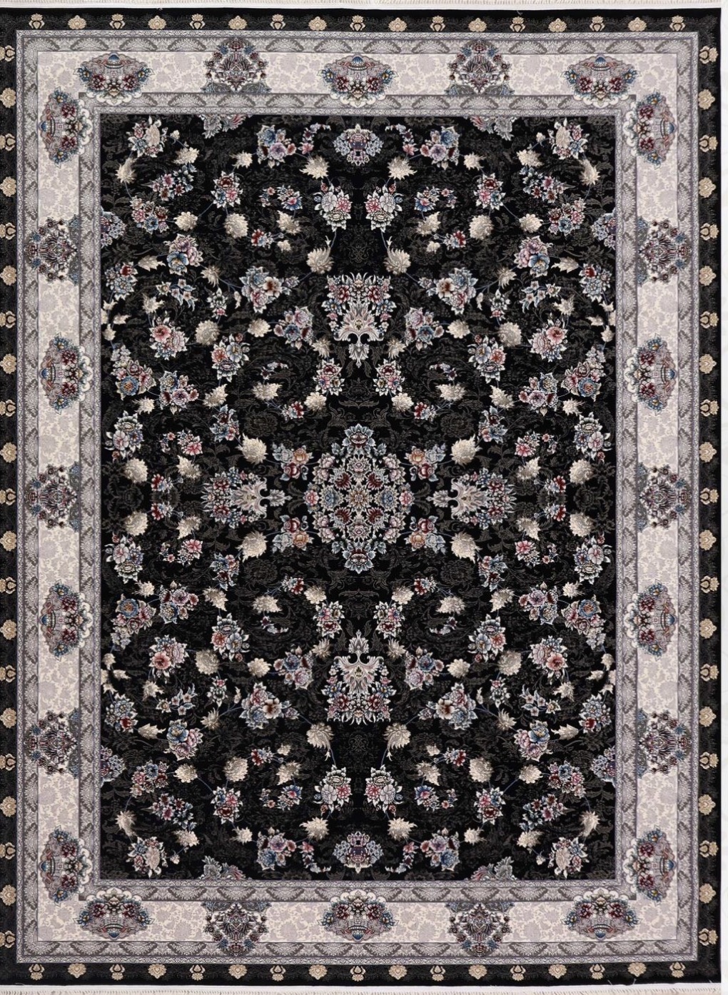 فرش ۷۰۰ شانه ۶ متری کاشان رنگ سرمه ای طرح اتوسا khan