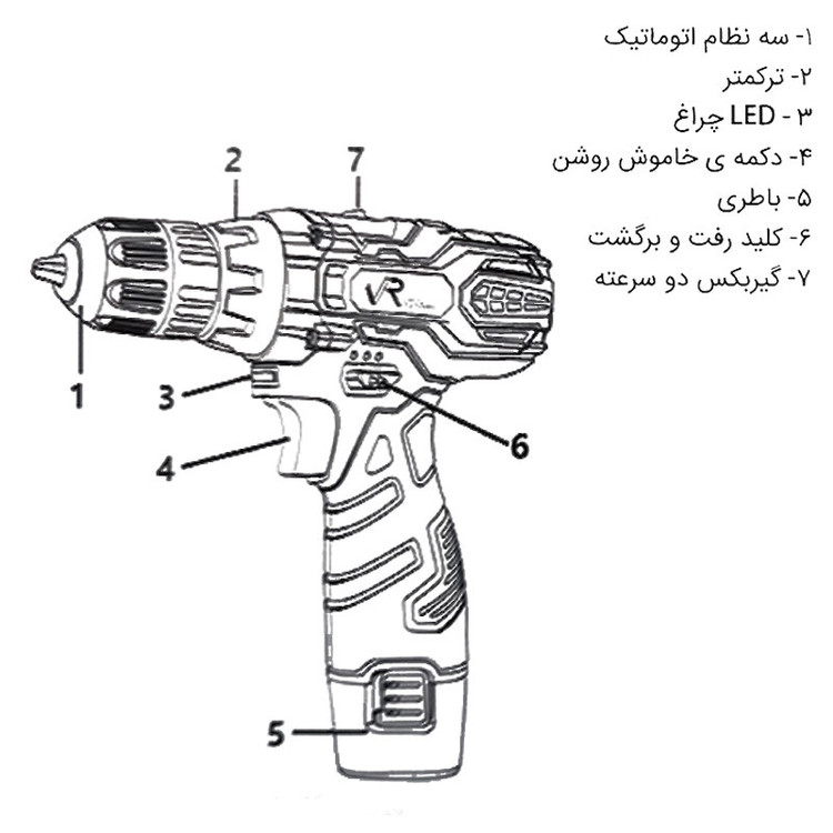 پیچ گوشتی شارژی ویوارکس مدل VR12V-1C