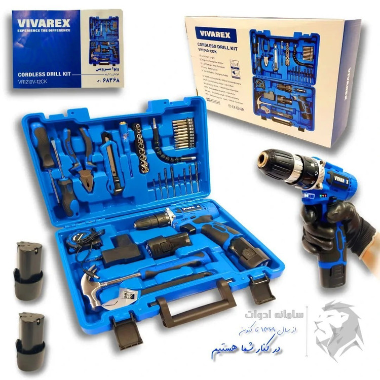 کیت دریل شارژی 12 ولت 40 پارچه ویوارکس مدل VR1240-CDK