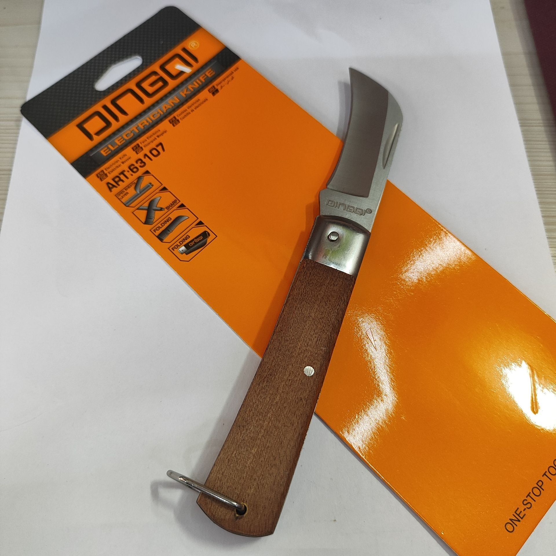 چاقو پیوند و چاقو کابل بر تاشو دینگشی مدل 63107 چاقو پیوند دینگی دسته چوبی مدل 63107