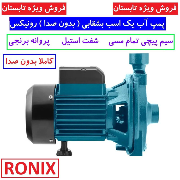 پمپ آب بشقابی 1 اسب بخار رونیکس مدل RH-4021 سیم پیچی مس پروانه برنجی شفت استیل