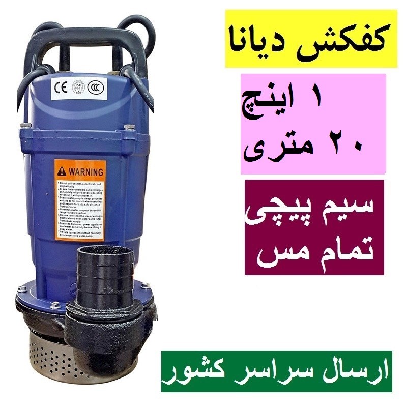 کفکش دیانا 1 اینچ 20 متری سیم پیچی تمام مس همراه کابل 10 متری کف کش