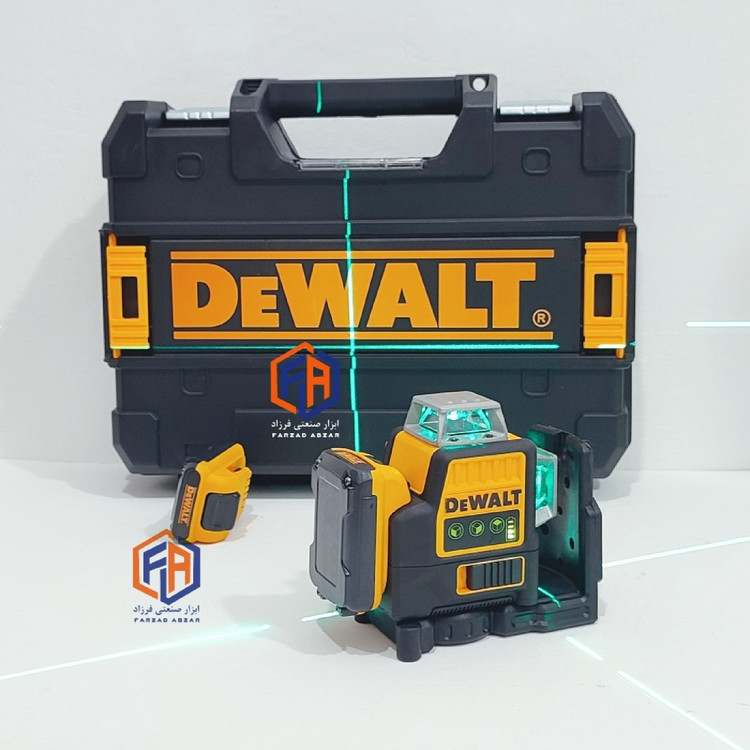 تراز لیزری جعبه بزرگ دیوالت سه بعدی به همراه براکت گیره مدل DEWALT12-line