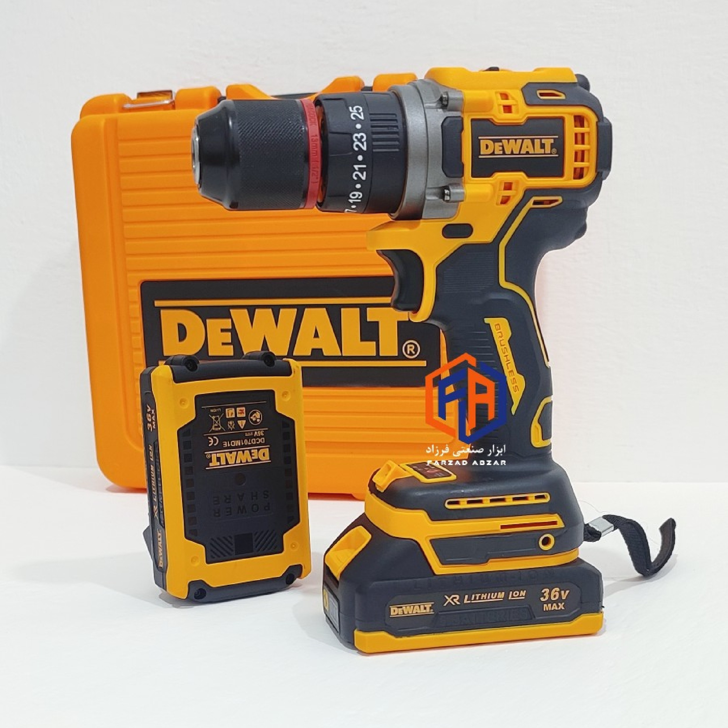 دریل شارژی موتور براشلس دیوالت پولیش دار نیم پک 36 ولت مدل DEWALT 36V