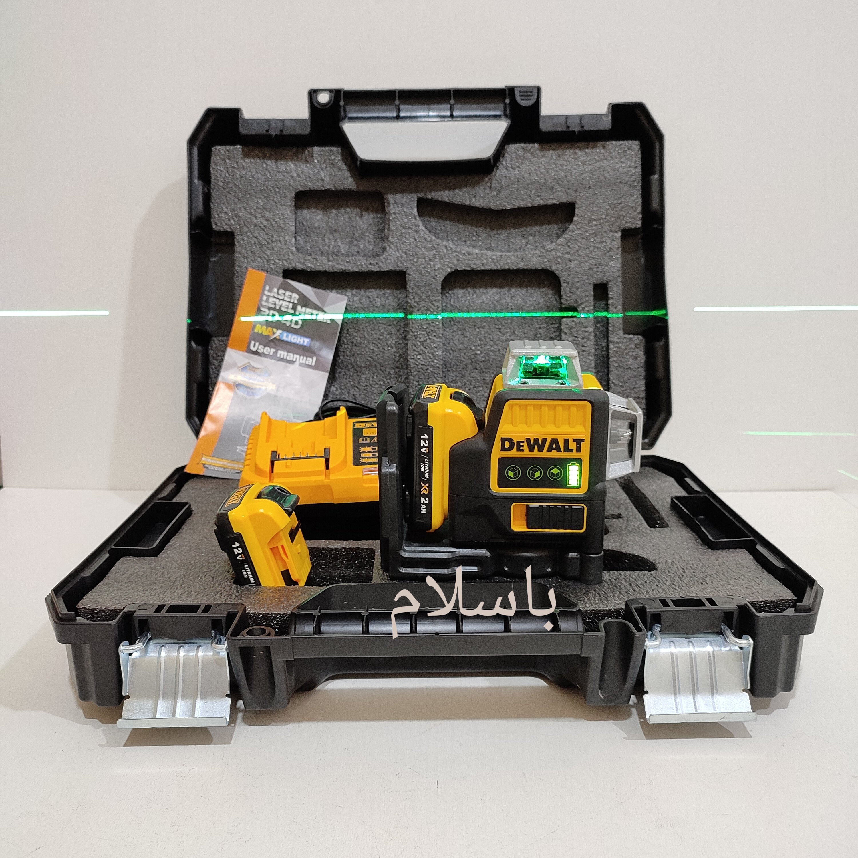 تراز لیزری نور سبز دیوالت جعبه بزرگ مدل Dewalt Laser level 12v
