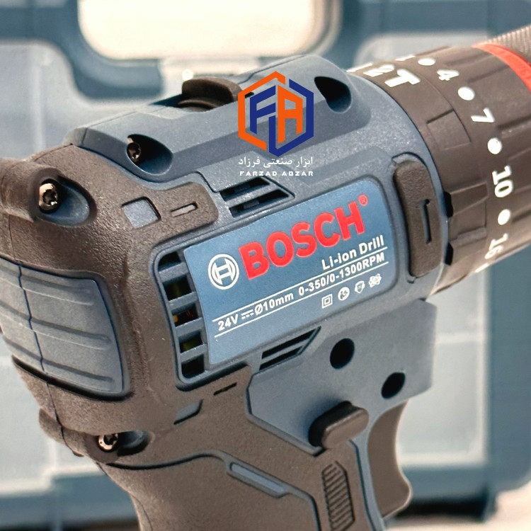 دریل شارژی موتور براشلس بوش 24 ولت سه نظام فلزی مدل BOSCH-13