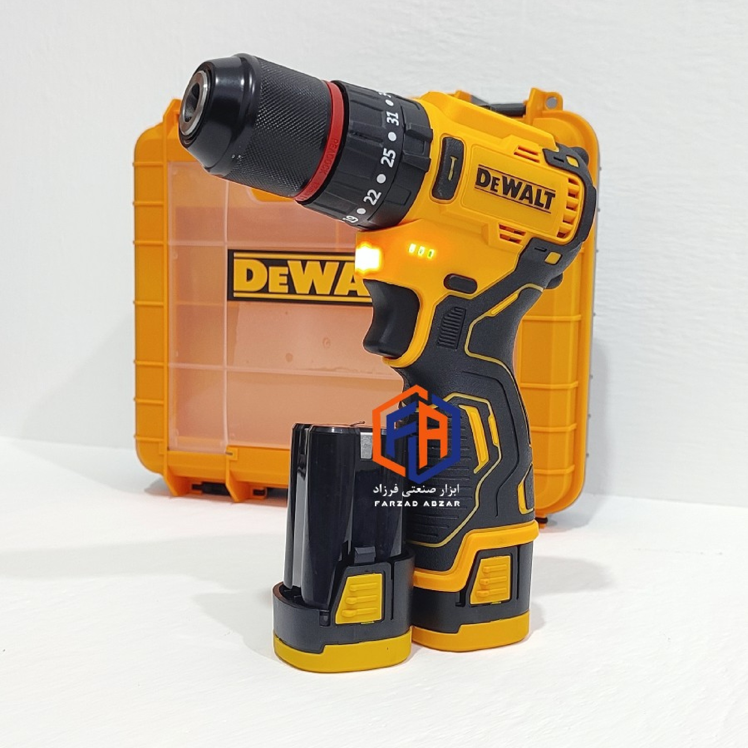 دریل شارژی موتور براشلس دیوالت سه نظام فلزی مدل DEWALT-24V