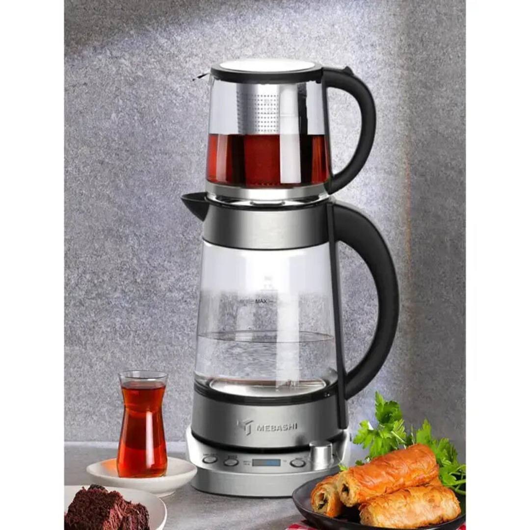 چایساز مباشی مدل ME-TM307 با ظرفیت کتری 1.7 لیتر و قوری 1 لیتر