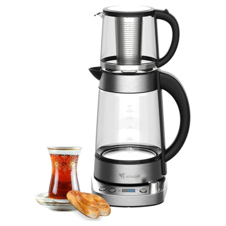 چایساز مباشی مدل ME-TM307 با ظرفیت کتری 1.7 لیتر و قوری 1 لیتر