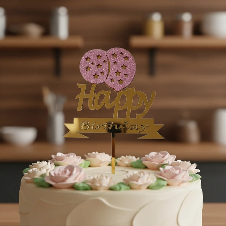 تاپر مدل بادکنک happy birthday بسته 5 عددی