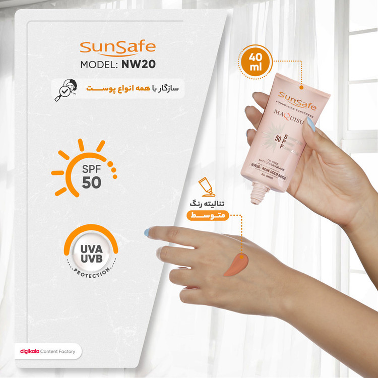 کرم ضدآفتاب سانسیف مدل NW20، حجم 40 میلیلیتر