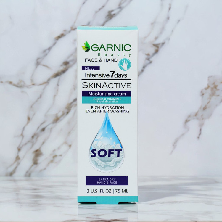 کرم آبرسان و مرطوب کننده دست و صورت گارنیک مدل soft مناسب برای پوست های خیلی خشک حجم 75 میلی لیتر
