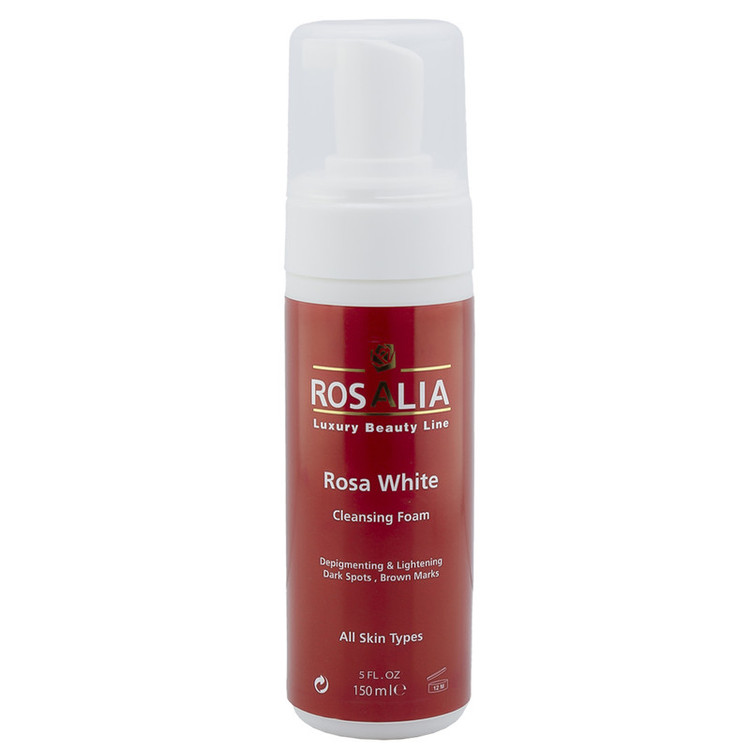 فوم پاککننده و روشنکننده پوست رزالیا مدل Rosa White حجم 150 میلیلیتر