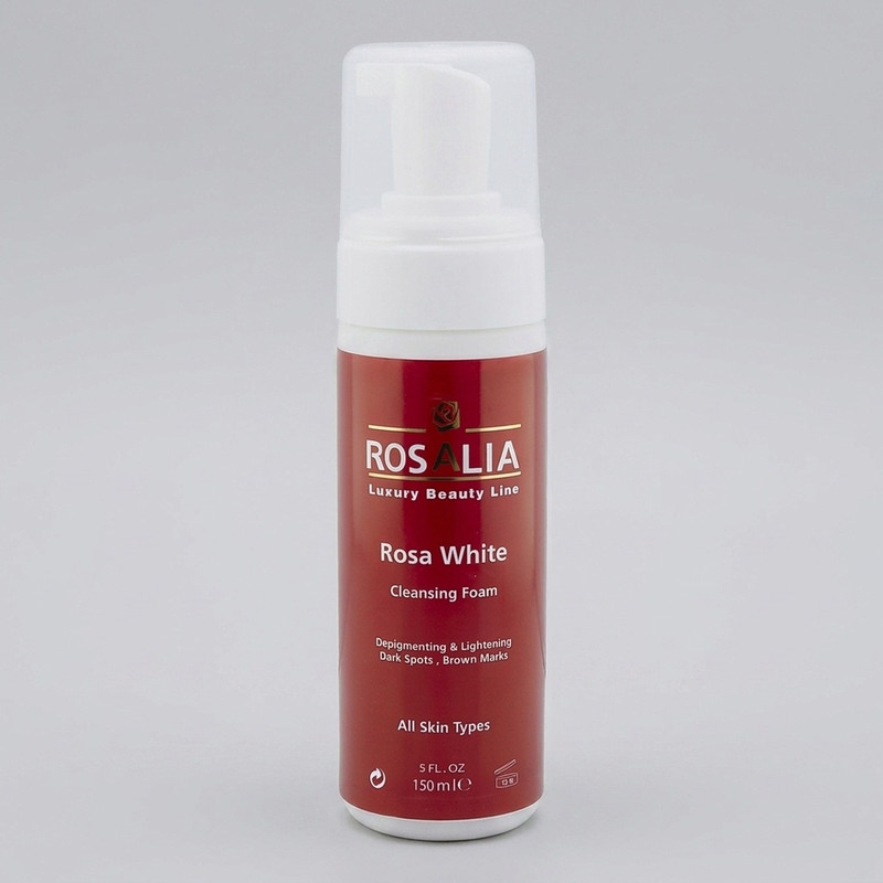 فوم پاک‌کننده و روشن‌کننده پوست رزالیا مدل Rosa White حجم 150 میلی‌لیتر