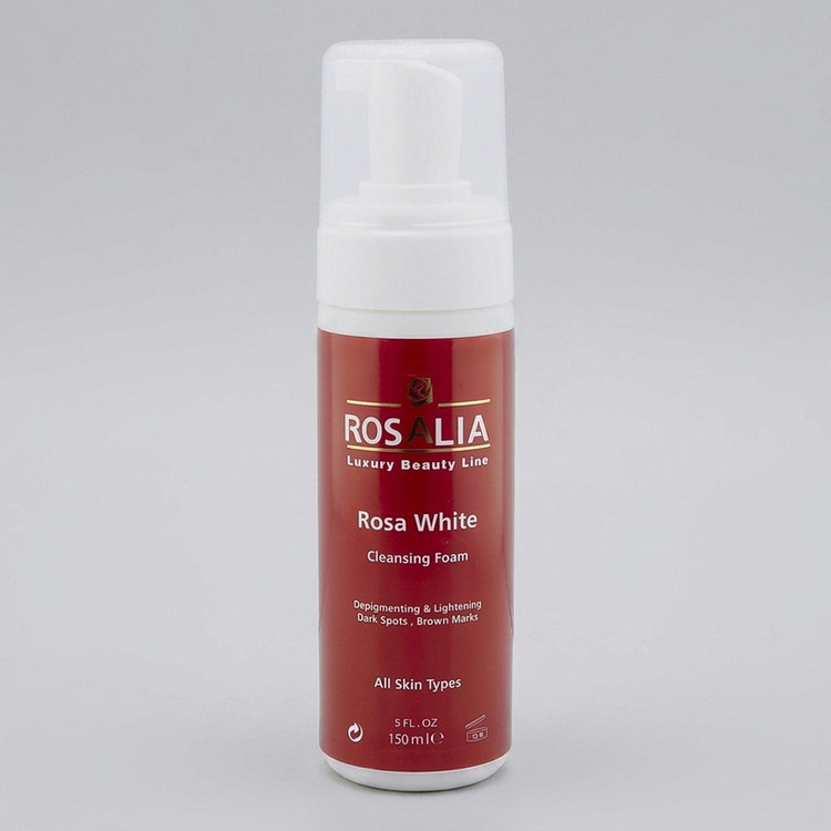 فوم پاککننده و روشنکننده پوست رزالیا مدل Rosa White حجم 150 میلیلیتر