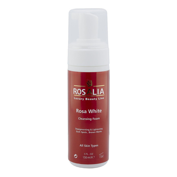 فوم پاککننده و روشنکننده پوست رزالیا مدل Rosa White حجم 150 میلیلیتر