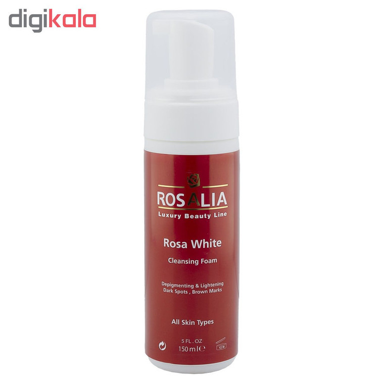 فوم پاککننده و روشنکننده پوست رزالیا مدل Rosa White حجم 150 میلیلیتر