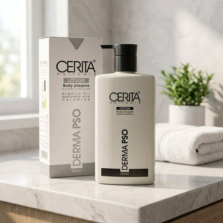 لوسیون بدن سریتا مدل Derma Pso حجم 250 میلیلیتر مناسب پوست خشک و حساس، جذب سریع، آبرسان 24 ساعته، ضد التهاب، ضد اگزما و ضد خشکی، رفع پوستههای مرده و تقویت سد طبیعی پوست