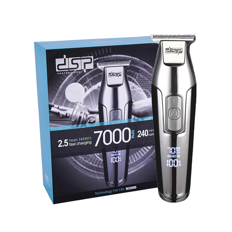ماشین اصلاح موی سر و صورت دی اس پی مدل 90286 با موتور AC 5 وات، سرعت قابل تنظیم 5500 تا 7000 دور در دقیقه، تیغه استیل ضد زنگ، باتری لیتیومی با شارژ USB و نمایشگر دیجیتال میزان شارژ و سرعت اصلاح