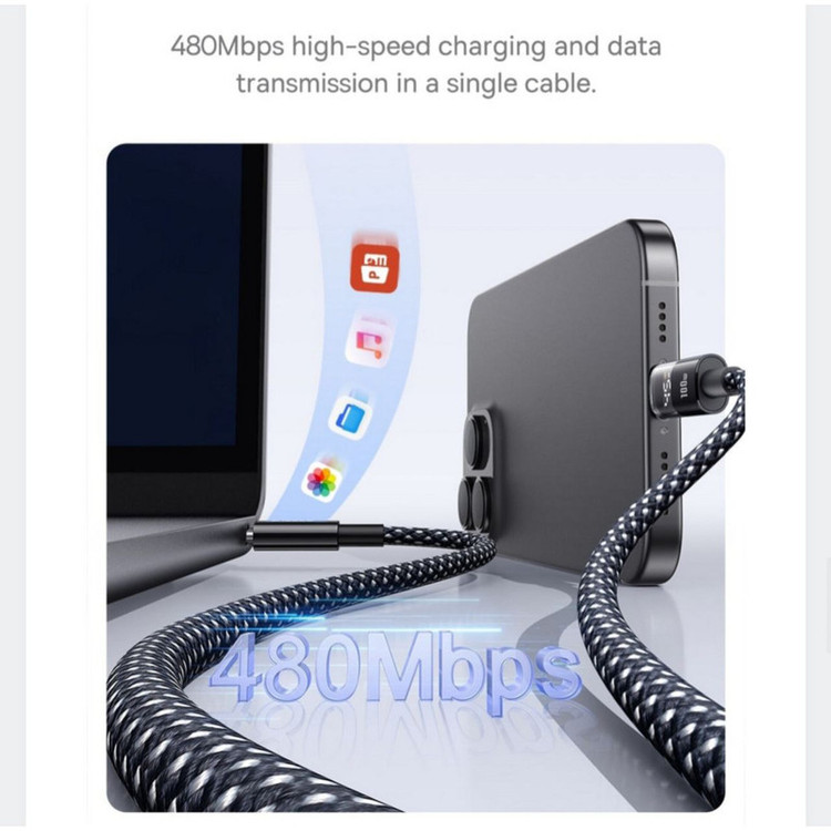 کابل تبدیل USB-C بیسوس مدل Display 2 Fast Charging طول 2 متر