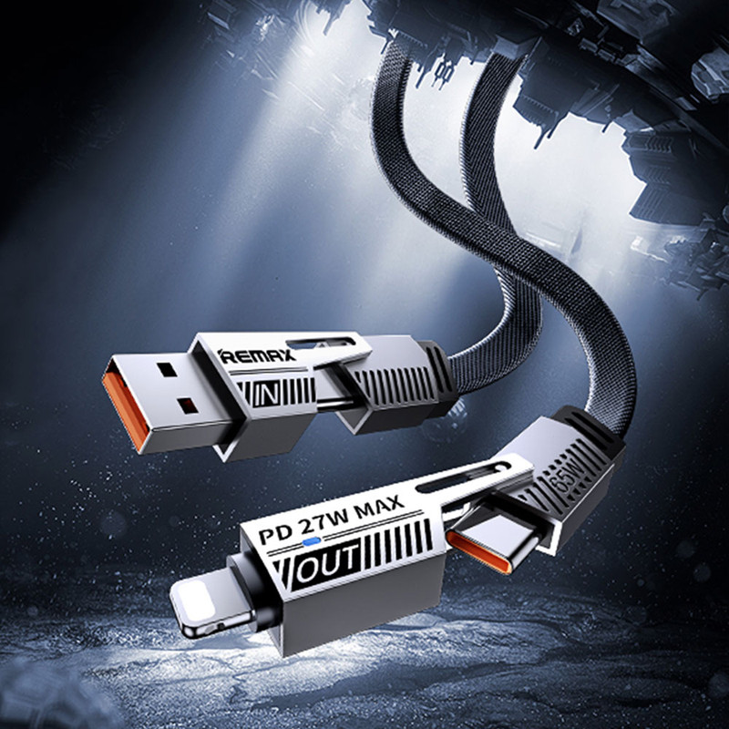 کابل تبدیل USB-C /USB به USB-C/ لایتنینگ ریمکس مدل Multi Fast Charge طول 1 متر
