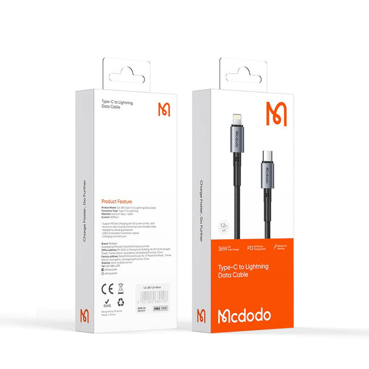 کابل تبدیل USB-C به لایتنینگ مک دودو مدل C-A2850 طول 1.2 متر