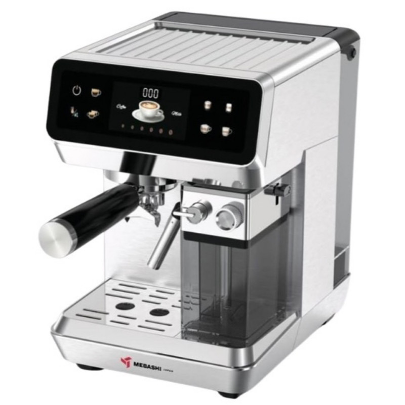 اسپرسوساز چندکاره مباشی مدل ME-ECM2503 با مخزن آب 1500 میلی‌لیتر، فشار بخار 20 بار، مخزن شیر 500 میلی‌لیتر و قابلیت تنظیم دما و مقدار قهوه