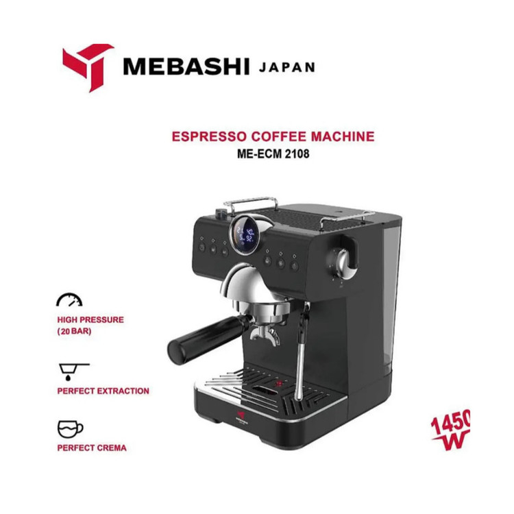 اسپرسوساز خانگی نیمهاتوماتیک مباشی مدل ME-ECM2108 با فشار بخار 20 بار و سیستم گرمایشی بویلر