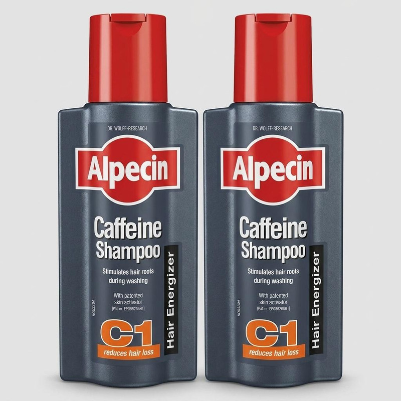شامپو مو آلپسین مدل Caffeine C1 ضد ریزش، حاوی کراتین و کمپلکس کافئین و نعناع، تقویتکننده ریشه مو، افزایش ضخامت و حجمدهنده، مناسب انواع مو، مخصوص آقایان، حجم 250 میلیلیتر مجموعه 2 عددی