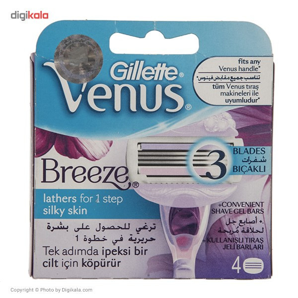 تیغ یدک ژیلت مدل Venus Breeze Shaving Cartridges Pack of 4
