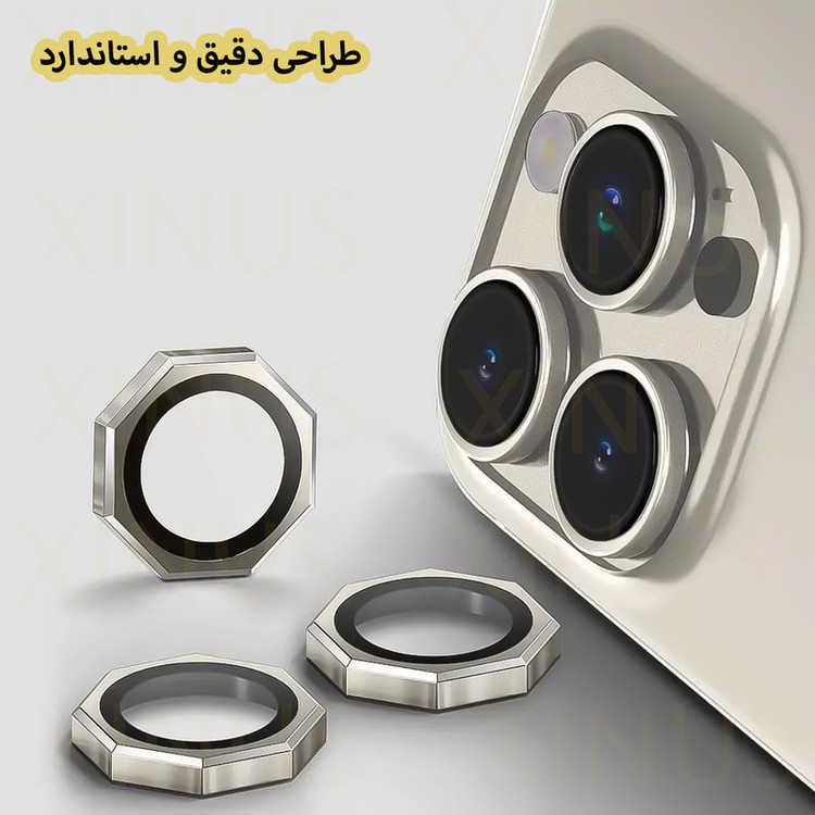 محافظ لنز دوربین شیشهای ژینوس مدل R8ZX مناسب برای گوشی موبایل اپل iPhone 15 Pro Max