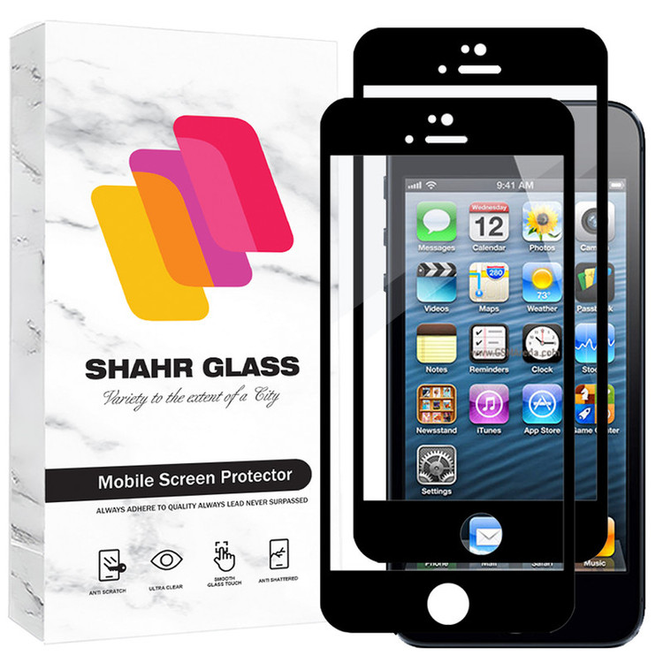 محافظ صفحه نمایش شیشه ای شهر گلس مدل FUL2 مناسب برای گوشی موبایل اپل iPhone 5s / iPhone 5 / iPhone 5c / iPhone SE 2016 بسته دو عددی
