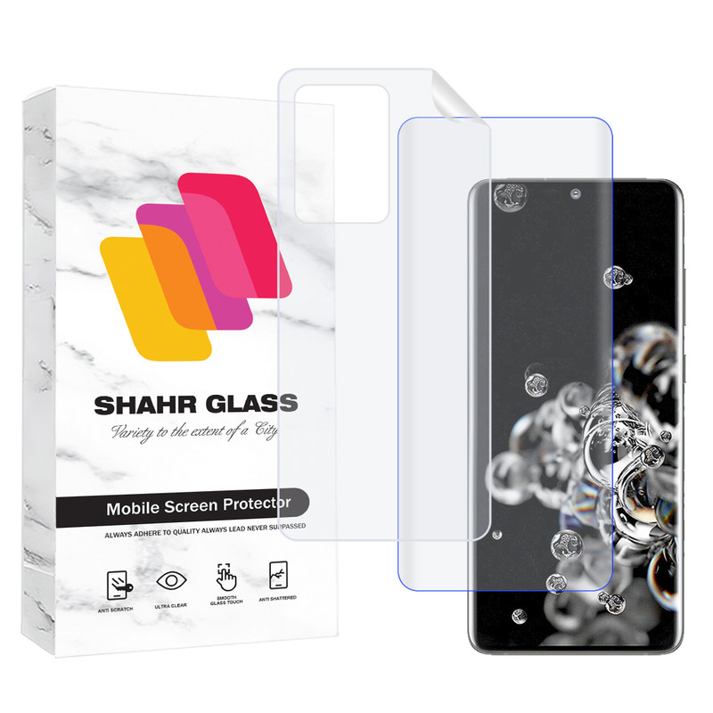 محافظ صفحه نمایش یووی شهر گلس مدل UVNANOMTBSH مناسب برای گوشی موبایل سامسونگ Galaxy S20 Ultra 4G / S20 Ultra 5G به همراه محافظ پشت گوشی