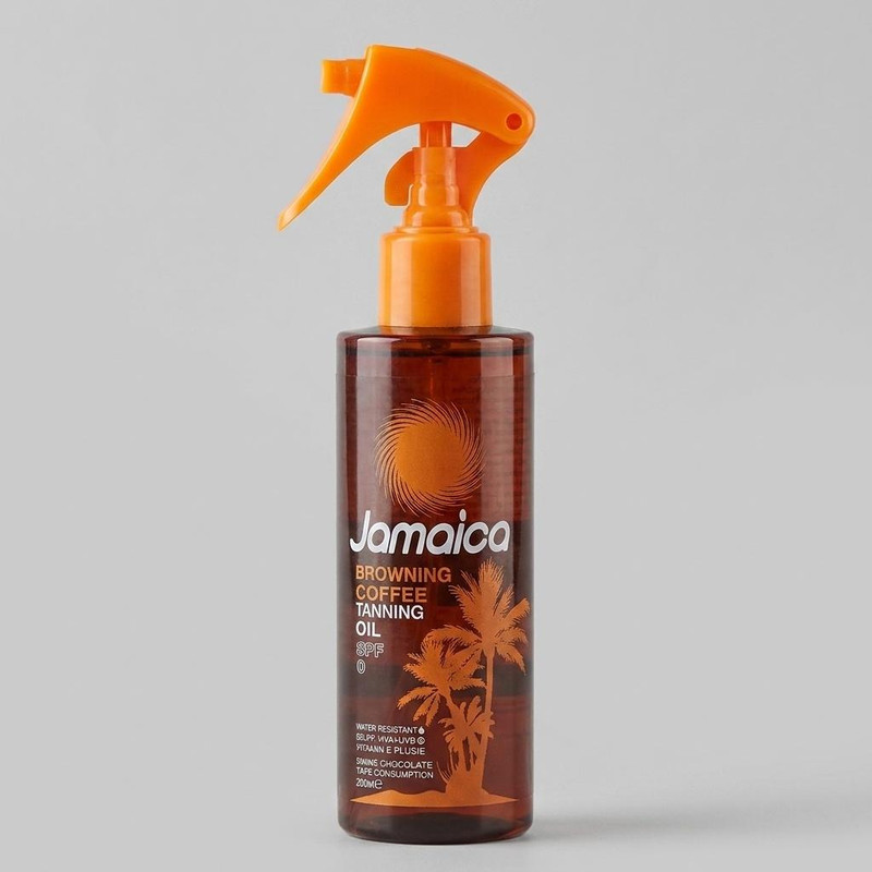 روغن برنزه کننده جامائیکا مدل قهوه 200 میلیلیتر، دارای SPF UVA و UVB، مقاوم در برابر آب و رطوبت و حاوی ویتامین E برای افزایش درخشش شکلاتی پوست